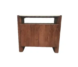 CN 0027 - Mid Century Style Walnut Timber Console with White Marble Top
