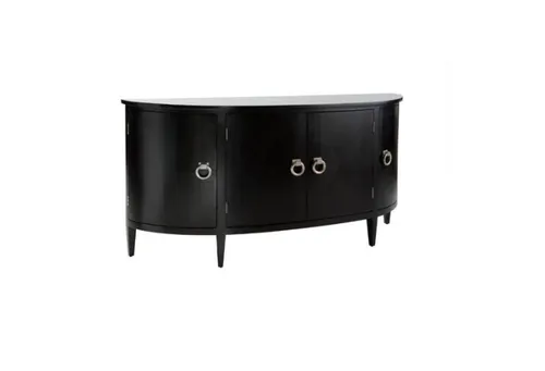 BF 4104 - Buffet - Black Curved Half Moon with Silver Handles