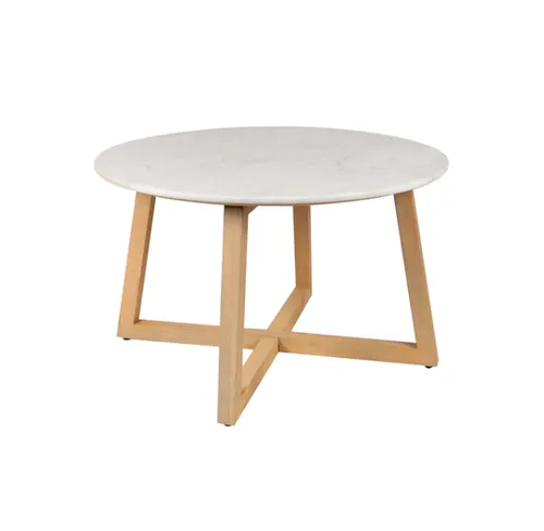 CT 0068 - Coffee Table - Circular Marble Top with Timber Legs
