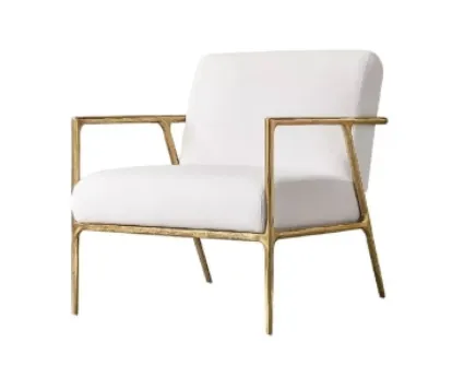 OC 8004 - Mila White Fabric Occasional Chair with a Brass Metal Frame