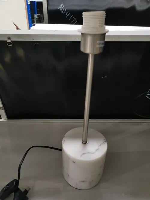 LP 0593 - Table Lamp - White Marble Base with Silver Stem