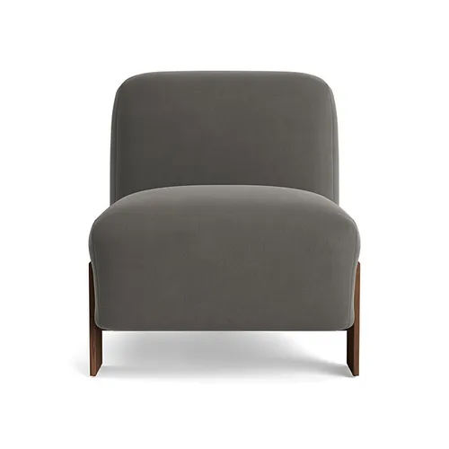 OC 1008 - Curved Shape River Rock Leather Occasional Chair with Almond Oak Frame