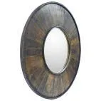 MIR 0009 - Large Round Mirror in Forest Oak Wash & Brass Frame