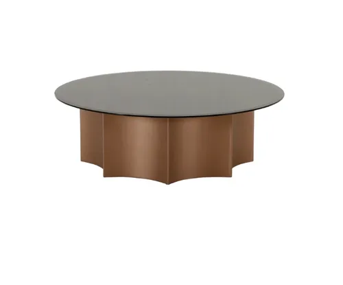 CT 0042 - Coffee Table - Large Round Tempered Glass Top  & Bronze Frame