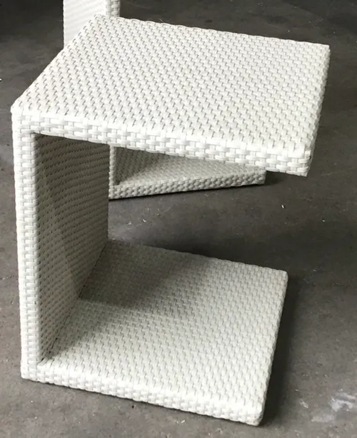 OD ST 7855 - Outdoor - Side Table - Vanilla Wicker Weave 3/4 Cube