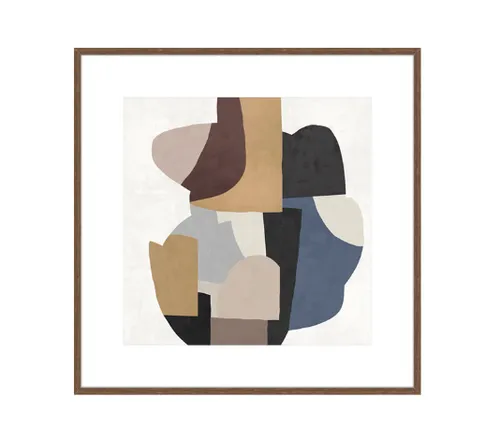 AW 0499B - Artwork - Medium - Retro Abstract Shapes in Coyote Brown Frame