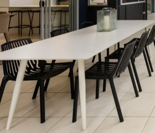 OD DT 0004 - Dining Table - White Aluminium Frame with White Top