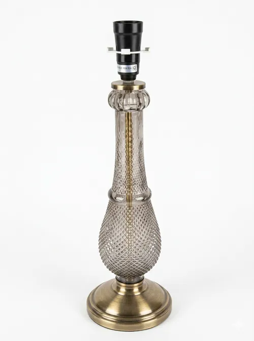 LP 0558 - Table Lamp - Cut Glass Tall Base with White Shade