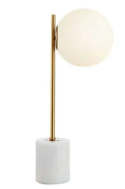 LP 9003 - Desk Lamp - Marble Base with Gold Stem & Glass Globe