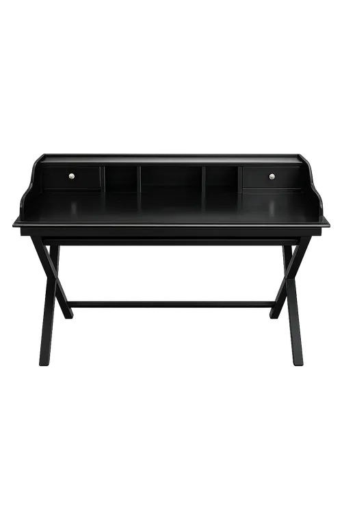 DSK 4135 - Desk - 2 Draw Black Timber Study Desk 