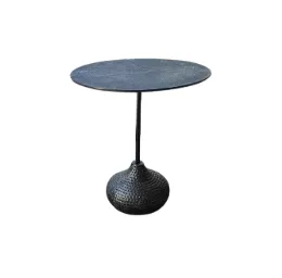 ST 6699 - Antique Nickel Bulb Base Side Table with Circular Top