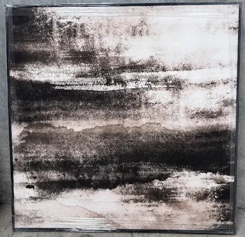 AW 1887 - Artwork - Large - Cream, Black & Brown Abstract Black Frame