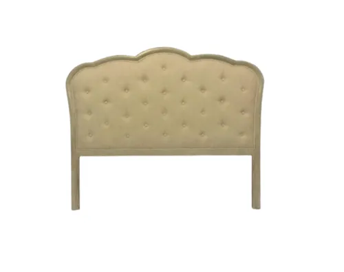 BH 0001 - Queen Bedhead - French Provincial Timber Framed with Studded Natural Fabric