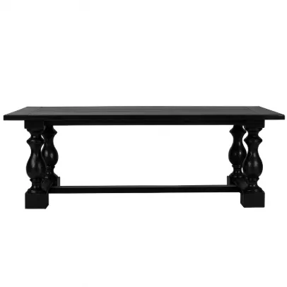 DT 1009 - Dining Table - Sirius Black Wooden Panelled Top with Colonial Style Trestle Base