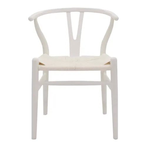 DC 8889 - White Timber Wishbone with White Rattan Dining Chair