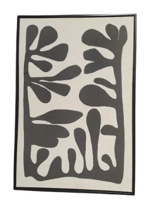 AW 0364C - Artwork - Medium - Leafy Pattern in Olive Green on Cream Canvas Print