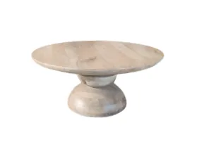 CT 0105 - Coffee Table - Circular White Wash Timber on Stacked Cylinder Base