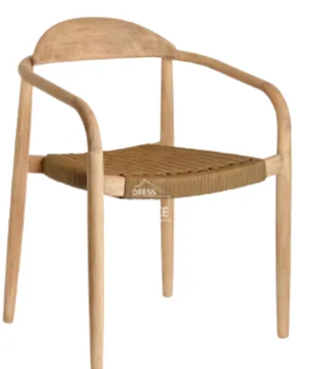 DC 0012 - Dining Chair - Glynis Acacia Wood with Beige Rope Seat