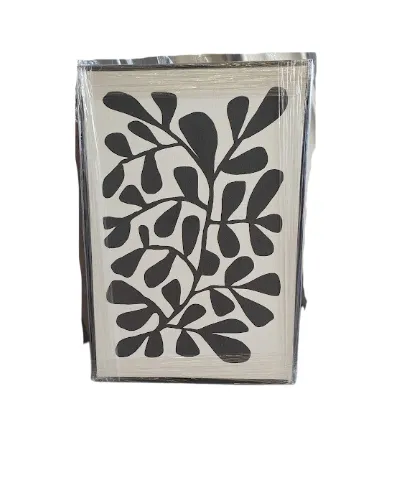 AW 0364A - Artwork - Medium - Leafy Pattern in Olive Green on Cream Canvas Print