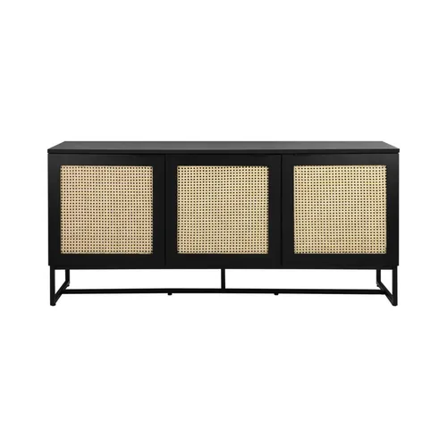 BF 1003 - Black Wooden Rattan Buffet/Sideboard with Sliding Door Fronts - Standard