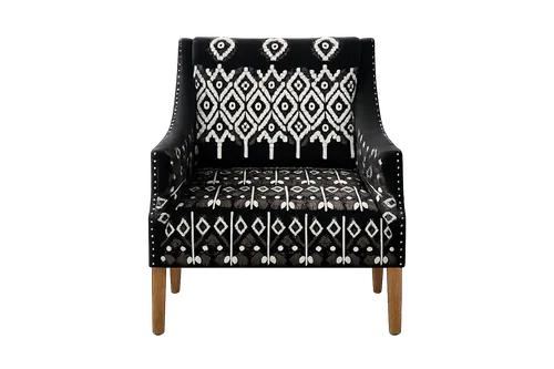 OC 1010 - Black Fabric with Incan Pattern Accent Chair 