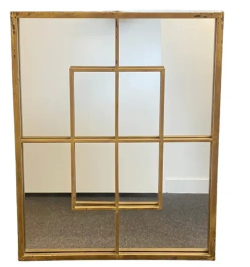 MIR 4391A - Mirror - Square Gold Frame with Layered Grid Design