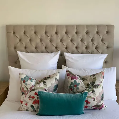 BH 1001 - Queen Bedhead - Beige Linen Button Tufted