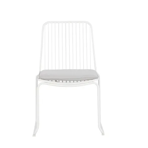 OD DC 0003 - Outdoor - Dining Chair - White Metal Frame with White Seat Cushion