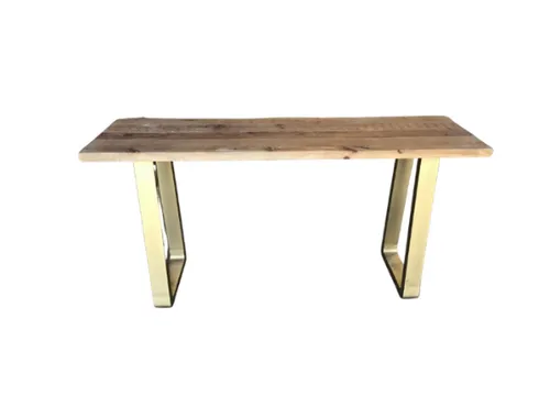 CN 6060 - Rough Natural Timber Console with Gold Aluminum Frame