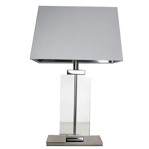 LP 7760 - Table Lamp - Ritz Silver & Clear Perspex with Square White Shade