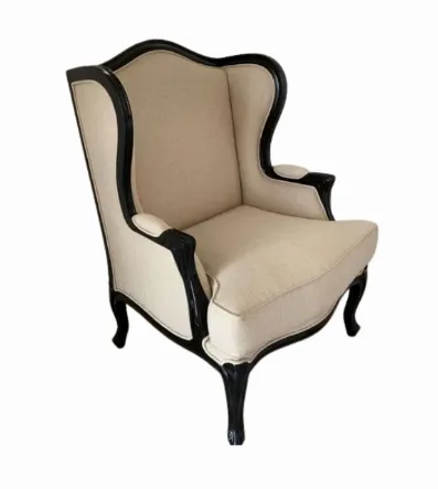 OC 8019 - Annie Series Traditional Natural Fabric Occasional Chair with Dark Wood Trim 