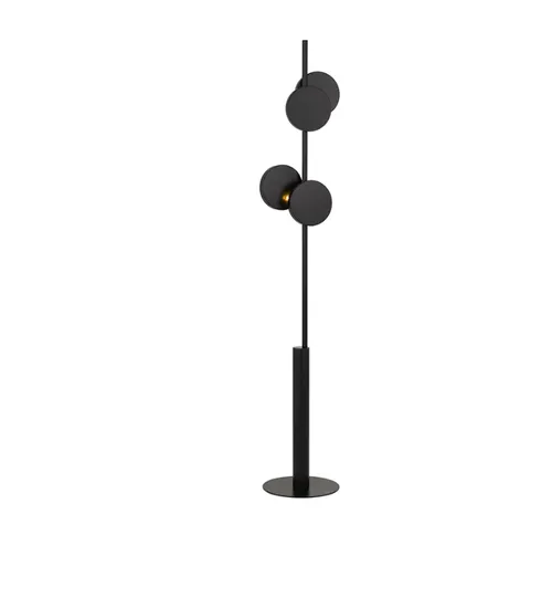 FL 0070 - Floor Lamp - Satin Black - Silhouetted Floating Discs