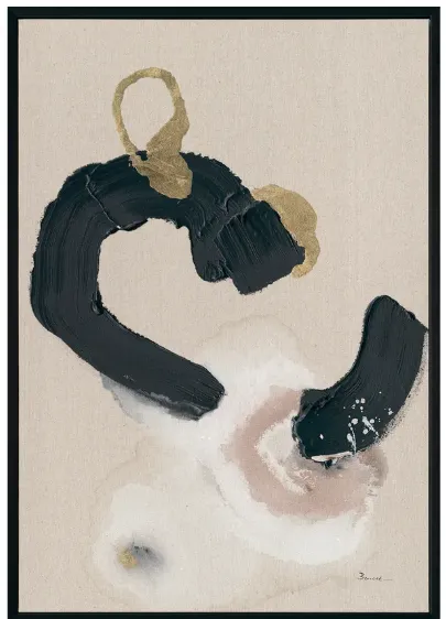 AW 0007 - Artwork - Medium - Black & Gold Abstract Brush Strokes