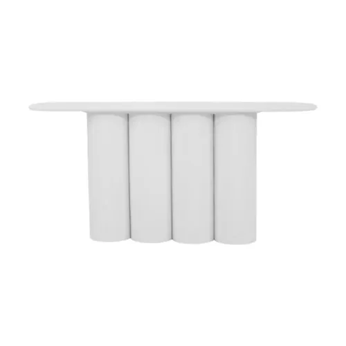 CN 0015 - Smooth Grain Ash Veneer Console in White with a Ribbed Pillar Base