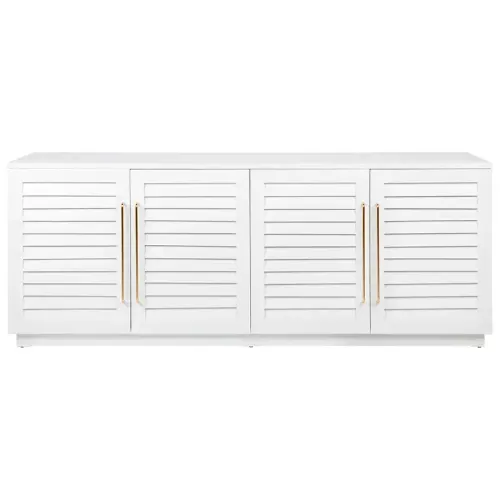 BF 0017 - White Oak Louvered Panelled Buffet with Brass Handles - Luxe