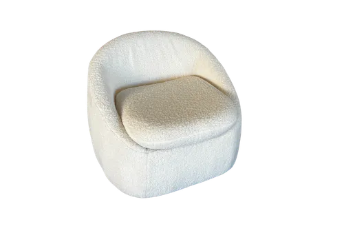 OC 1006 - Curved White Boucle Accent Chair