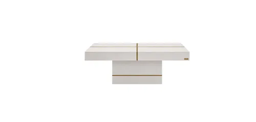 CT 0037 - Coffee Table - Belrose Modern Square White with Brass Cross Detail