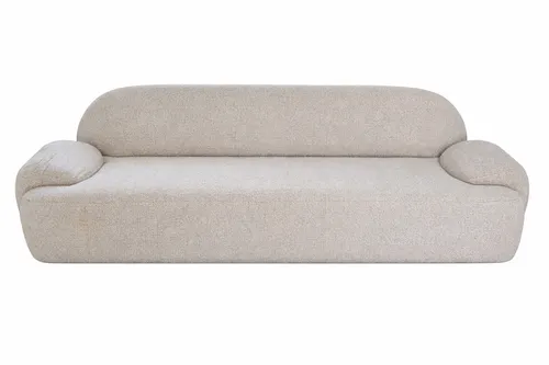 SF 3000 - Contemporary Curved Profile Light Grey/Beige Woven Fabric 3 Seater Sofa