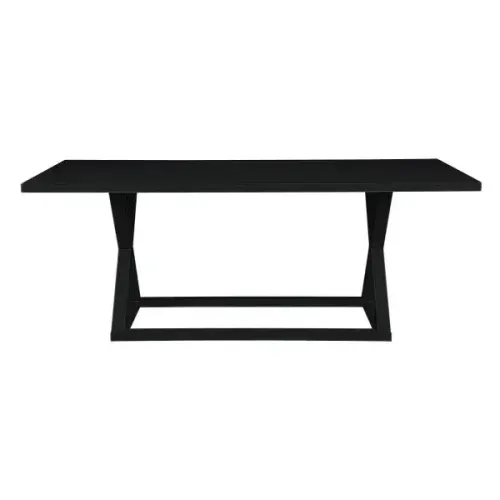 DT 0011 - Dining Table - Deccan 6 Seater Matte Black Rectangular with Open Cut Cross Legs