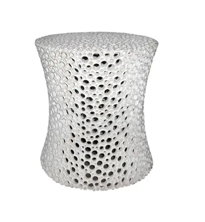 ST 0153 - Skeleton White Curved Profile Cylindric Side Table