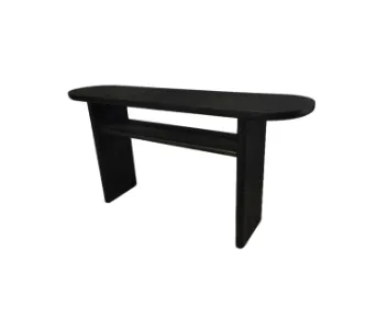 CN 0023 - Console - Black Timber Grain Oval Top with Shelf 
