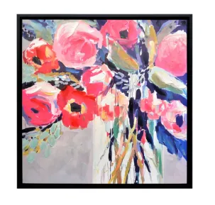 AW 1592 - Artwork - Medium - Colourful Posies Canvas with Black Frame 