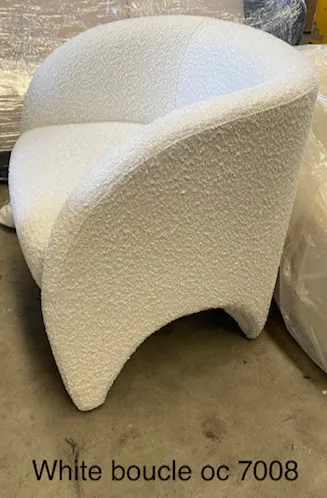 OC 7008 - Occasional Chair - Modern Style Curve Leg White Boucle
