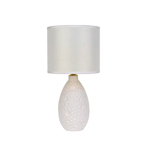 LP 5021 - Table Lamp - White Dimple Porcelain Vase base with White Drum Shade