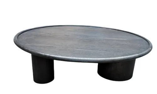 CT 0064 - Coffee Table - Round Low Hermes Dark Brown Timber 