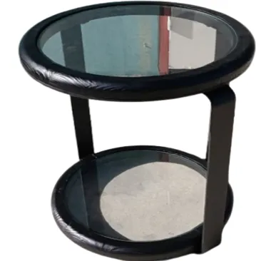 ST 0013 - Side Table - Black Round Glass Top Accent