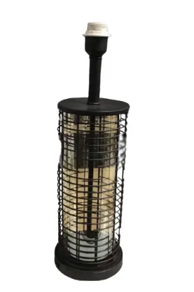 LP 9031 - Table Lamp - Copper Tint Glass & Black Wire Lantern Style 