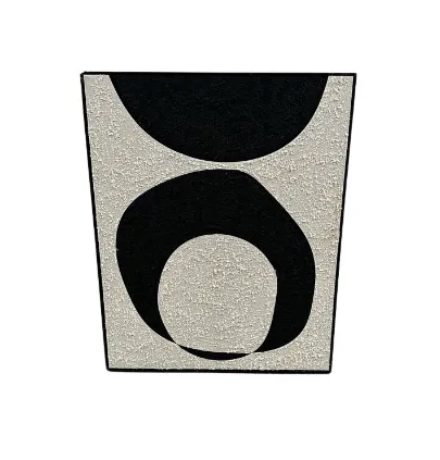 AW 0282 - Artwork - Medium - Black & White Sand Textured Patten Canvas in Black Frame