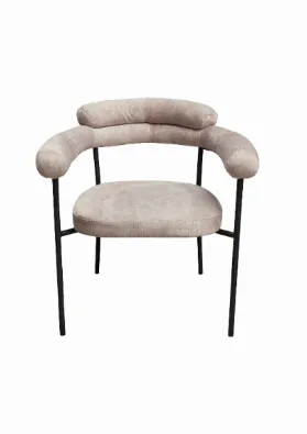 DC 0052 - Latte Padded Curved Dining Chair with Black Legs