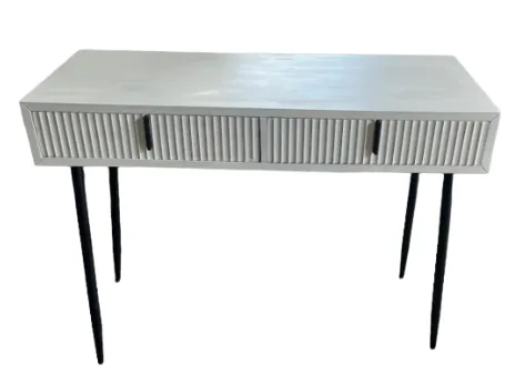 CN 7724 - Fluted White Timber Console with Black Legs & Handles